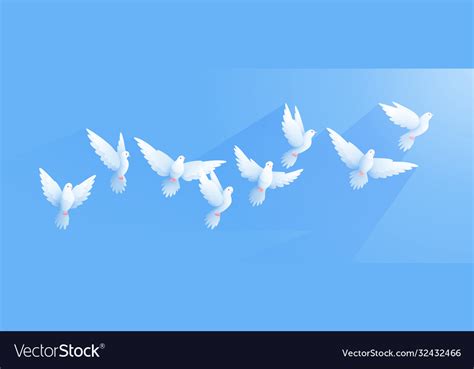 Sky flying pigeons composition Royalty Free Vector Image