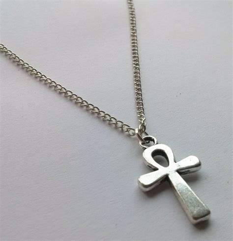 Silver Ankh Necklace Crux Necklace Egyptian Necklace