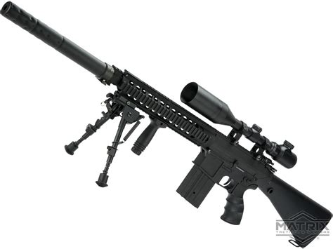 Matrix Full Size SR25 Precision Rifle Airsoft AEG (Model: Metal Receiver / Black), Airsoft Guns ...