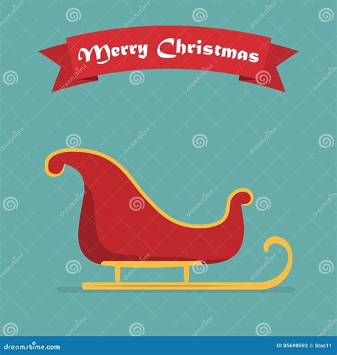 Santa Sleigh with Shadow and Ribbon. Vector Illustration Stock Vector - Illustration of ...