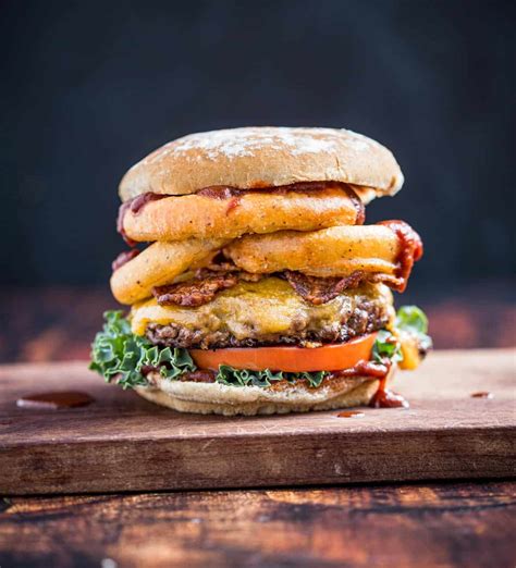 Western Burger with Beer Battered Onion Rings - Vindulge