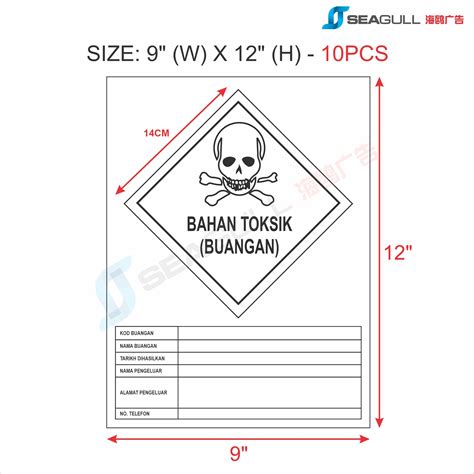 Schedule Waste Label Bahan Toksik Buangan Toxican Environmental Quality Toxic Substances Sticker ...