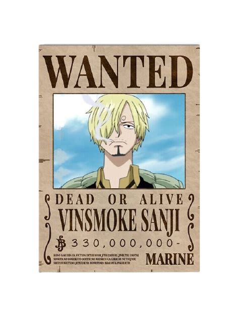 One Piece Wanted Posters - Sanji Wanted Poster Vintage Wall Decor | One ...