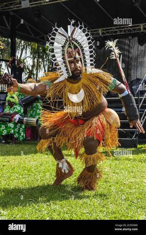 Torres Strait Island dancers in spectaular costumes and iconic headress perform at the ...