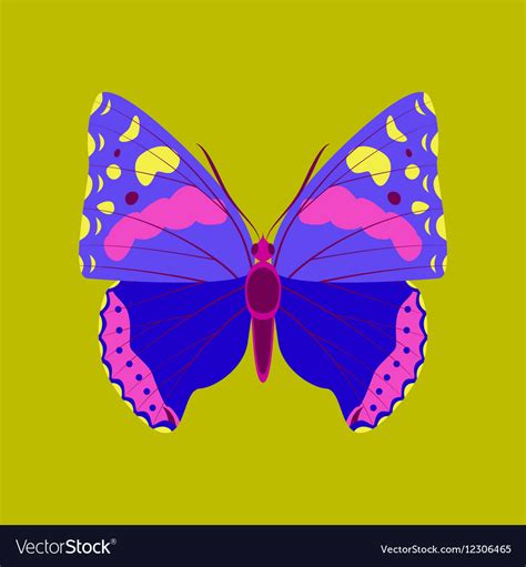 Colorful icon of butterfly isolated on green Vector Image