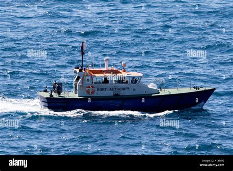 Gibraltar port authority harbour boat in the port of Gibraltar in the ...