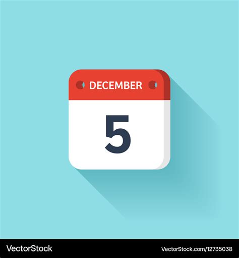 December 5 isometric calendar icon with shadow Vector Image