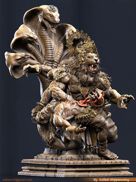 ArtStation - Narasimha Avatar, Kallesh Thippeswamy | Hindu statues, Shiva lord wallpapers, Lord ...