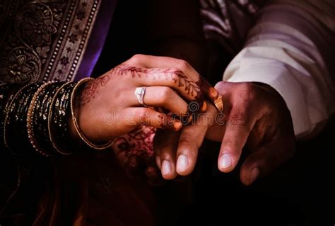 Indian Traditional Ring Ceremony of Couples, Putting Rings Stock Image - Image of closeup ...