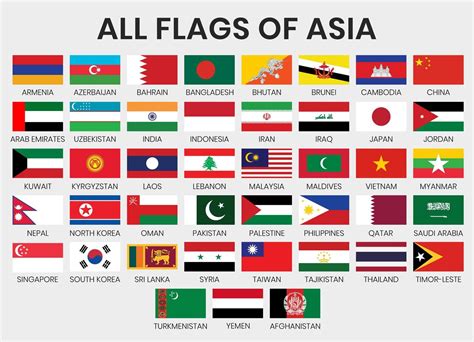 Set of Flags of Asian Countries 1040263 Vector Art at Vecteezy