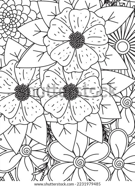 Floral Adult Coloring Page Vector Art Stock Vector (Royalty Free ...