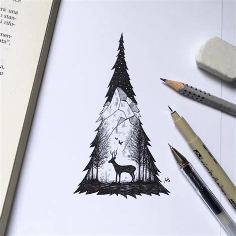 kara kalem ağaç çizimi | Pen illustration, Ink illustrations, Art drawings