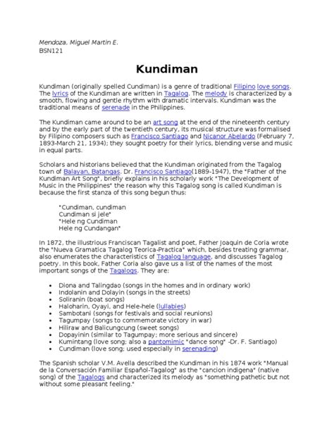 Kundiman | Traditional Music | Performing Arts