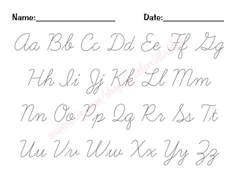Cursive Alphabet Trace Worksheet PDF Printable - Etsy