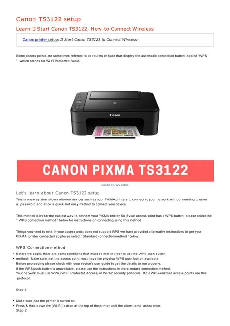 How to Connect Wireless Learn IJ Start Canon TS3122 by cannonprinter67 ...