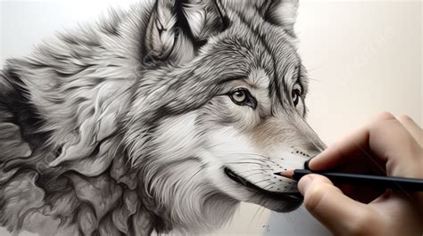 Wolf Is Being Drawn With Pencil And Paper Background, Wolf Drawing Picture Background Image And ...