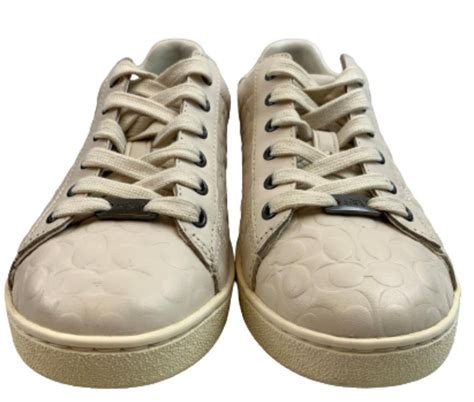 COACH White Embossed Leather Frontrow Low Top Sneakers Size 6.5 – The ...