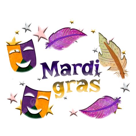 Mardi Gras White Transparent, Watercolor Hand Painted Mardi Gras Elements, Mardi Gras, Carnaval ...