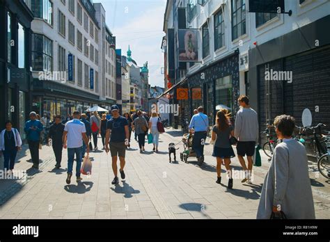 COPENHAGEN, DENMARK - JUNE 14, 2018: People at Stroget street ...