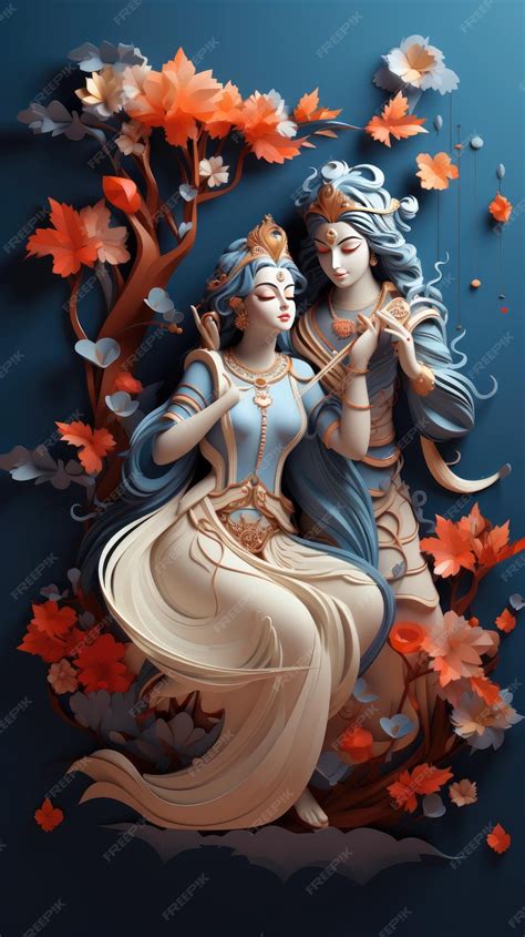 Premium AI Image | 3d illustration of lord Krishna and Radha for ...