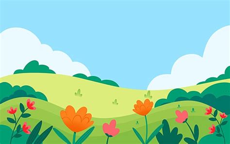 Spring Equinox Field Landscape And Flowers Banner Background Template ...