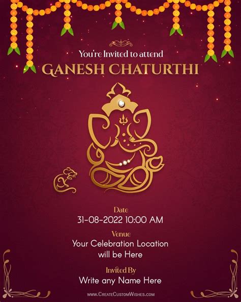 Online create ganesh chaturthi 2023 invitation cards – Artofit