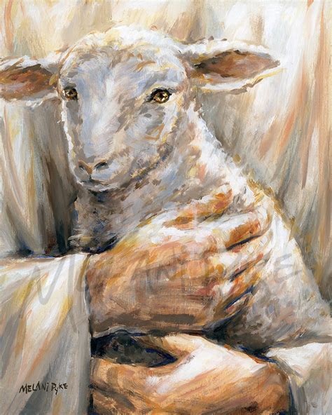 Melani Pyke - Work Zoom: The Shepherd Holds Me (white lamb in Jesus' hands)