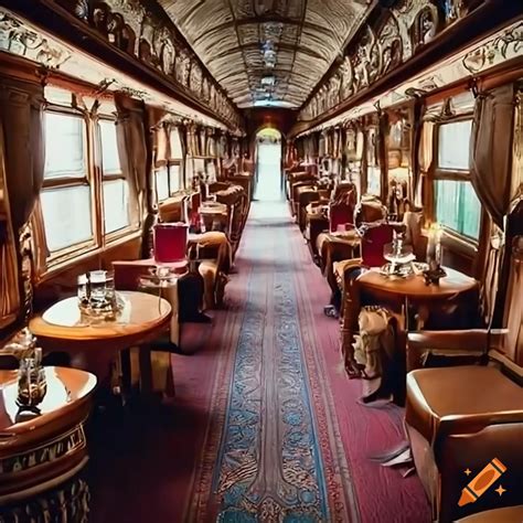 Victorian-style dining room on the orient express on Craiyon