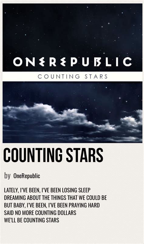 counting stars | Counting stars, Music poster ideas, Counting stars lyrics