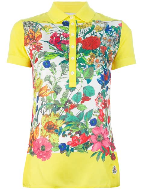 Lyst - Moncler Floral Polo Shirt in Yellow