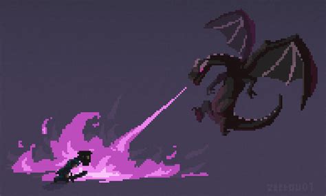 Just finished this pixel art of the Ender dragon battle ! : r/Minecraft