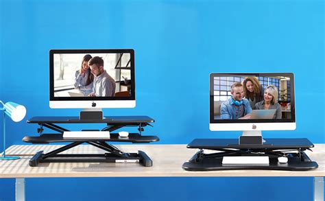 AIMEZO Standing Desk Converter Height Adjustable Sit Stand up Desk Converter with Keyboard Tray ...