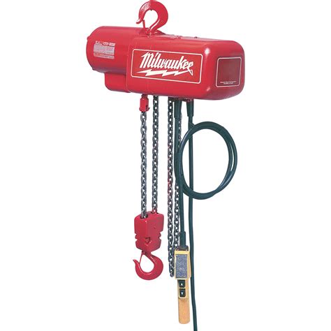 Milwaukee Professional Electric Chain Hoist — 1-Ton Capacity, 15ft ...