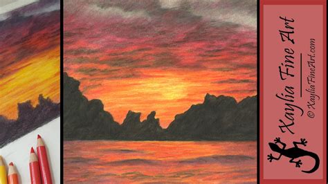 Sunset Colour Pencil Drawing Landscape Easy - bestpencildrawing