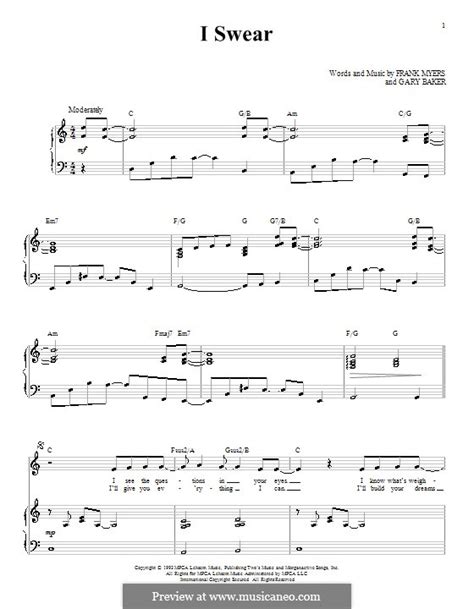 I Swear by F.J. Myers, G. Baker - sheet music on MusicaNeo