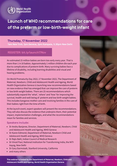 Webinar | Launch of the WHO recommendations for care of the preterm or low birth weight infant ...