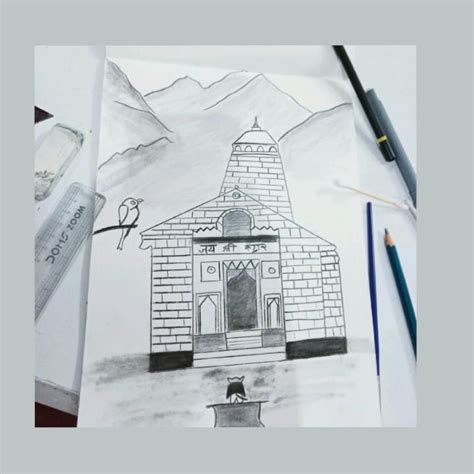 kedarnath temple charcoal pencil sketch | Pencil sketch, Sketches, Pencil