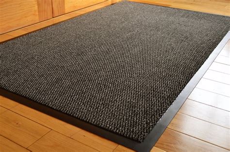 FunkyBuys® Barrier Mat Large Grey/Black Door Mat Rubber Backed Medium Runner Barrier Mats Rug ...