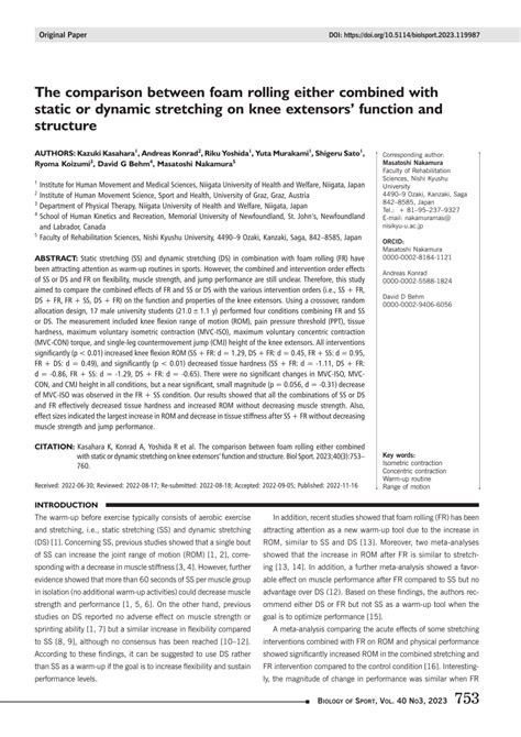 (PDF) The comparison between foam rolling either combined with static ...