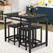 5-Piece Bar Table Set, BTMWAY Counter Height Dining Set for 4, Space-saving Kitchen Table and ...