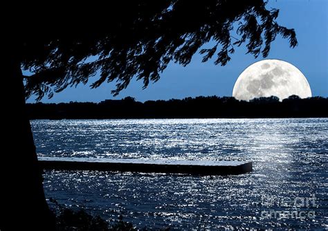 Harvest Moon over Water Photograph by Sandra J's