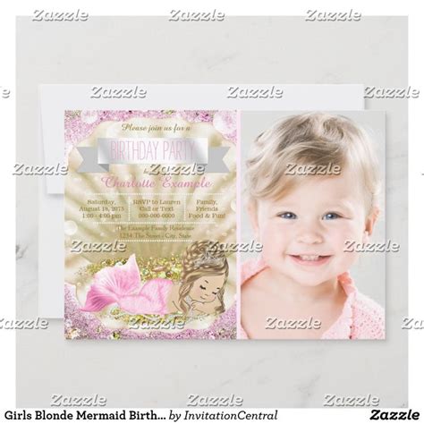 Girls Blonde Mermaid Birthday Party Invitation | Zazzle | Mermaid birthday party invitations ...