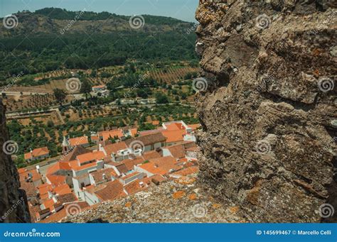 Cityscape with Roofs Seen by Crenel in the Castle Wall Stock Image - Image of architecture ...