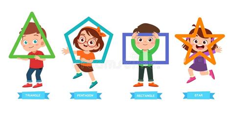 Cute Kids Learn Basic Shape Math Lesson Stock Illustration ...