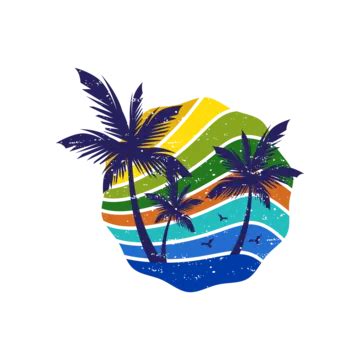Beach Logo Design Vector Or T Shirt, Beach, Vector, Island PNG and Vector with Transparent ...