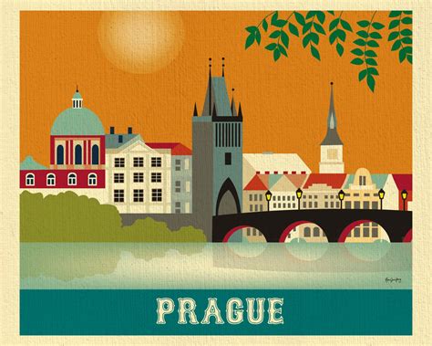 Prague Skyline Print Prague Art Czech Republic Wall Art