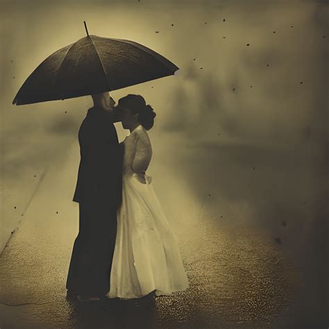 Vintage Couple Silhouette with Rain Drops · Creative Fabrica