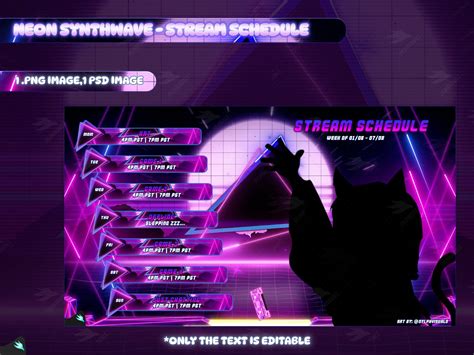 Neon Synthwave Stream Schedule Schedule Twitch Template Weekly Twitch ...