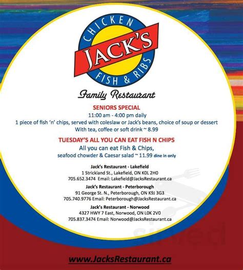 Jack's Family Restaurant ~ Peterborough menu in Peterborough, Ontario ...