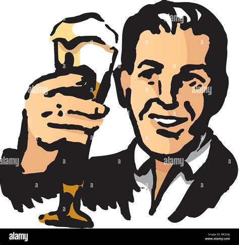 A man holding up a beer glass Stock Photo - Alamy